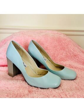Graham Street Blue Leather Shoes Silver Heels Size 9